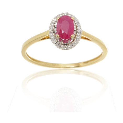 Zlatý prsten s rubínem a diamanty L'amour Diamonds NR296RBY + dárek zdarma L´amour
