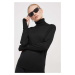 Vlněný svetr Calvin Klein dámský, černá barva, lehký, s golfem