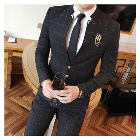 Oblek sako se stojatým límcem a kormidlem + kalhoty JFC FASHION