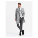 Ombre Elegant double-breasted men's herringbone coat - grey