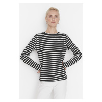 Trendyol Black Striped Regular/Normal fit Basic Crew Neck Knitted T-Shirt