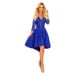 NICOLLE - Světle modré dámské šaty s delším zadním dílem a s krajkovým výstřihem 210-12