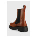 Kožené kotníkové boty Vagabond Shoemakers Cosmo 2.0 dámské, hnědá barva, na plochém podpatku