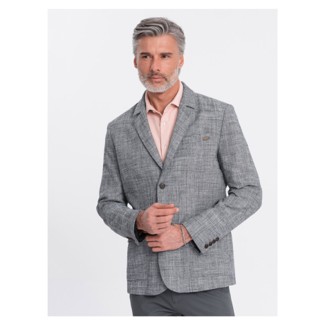 Ombre Men's REGULAR cut jacket with linen - graphite