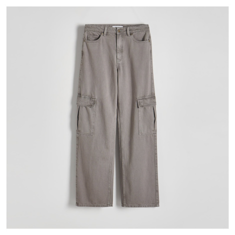 Šedé dámské džíny wide leg