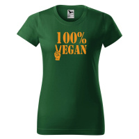 DOBRÝ TRIKO Dámské tričko 100% vegan oranžový potisk Barva: Lahvově zelená