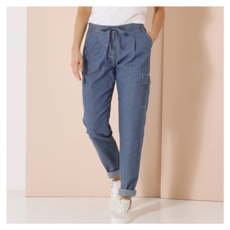 Denimové cargo kalhoty Blancheporte