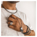 Manoki Pánský náhrdelník Harry přírodní kůže a chirurgická ocel WA679SB Černá 45 cm