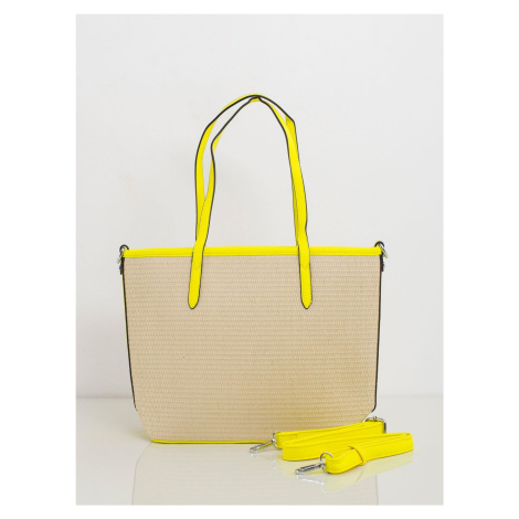 Béžová kabelka se žlutým lemováním -yellow BASIC