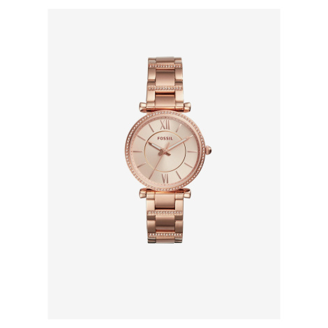 Růžovozlaté dámské hodinky Fossil Carlie