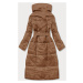 Tmavě béžový dámský zimní kabát s páskem (2M-061)