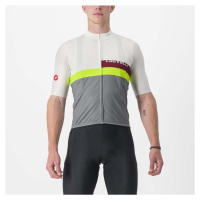 CASTELLI Cyklistický dres s krátkým rukávem - A BLOCCO - šedá/ivory/žlutá/bordó