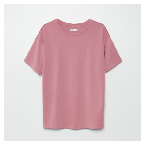 Cropp - Jednobarevné tričko oversized - Růžová