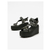 Černé dámské vzorované sandály na klínku Guess Ocilia