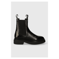 Kožené kotníkové boty Gant Zandrin dámské, černá barva, na platformě, 27551400.G00