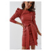 Stylish dress made of soft and elastic red eco leather