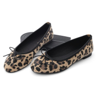 Marjin Women's Daily Flats Metallic Round Toe Ballerina Flats Adusa Leopard.