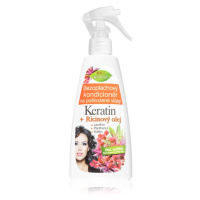 Bione Cosmetics Keratin + Ricinový olej regenerační bezoplachový kondicionér na vlasy 260 ml