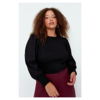 Trendyol Curve Black Gippe Blouse with Balloon Sleeves