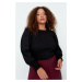 Trendyol Curve Black Gippe Blouse with Balloon Sleeves