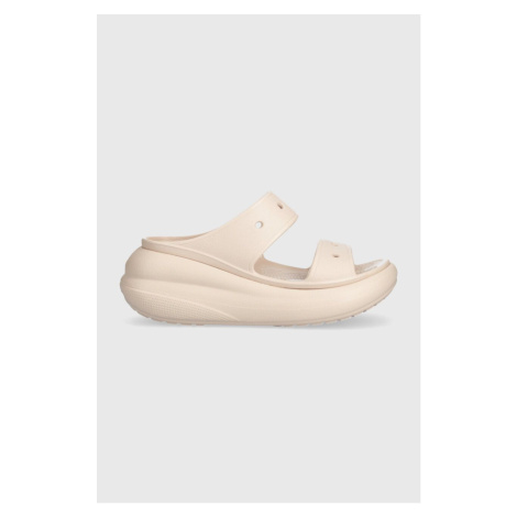 Pantofle Crocs Classic Crush Sandal dámské, růžová barva, na klínku, 207670