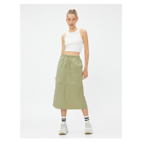 Koton Parachute Skirt Midi Pocket Detailed Waist Elasticated With Stopper.