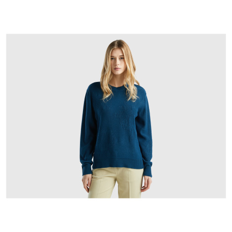 Benetton, Cashmere Blend Sweater With Floral Designs United Colors of Benetton