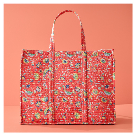 Blancheporte Velká úložná taška s květinovým potiskem Indian Summer korálová/režná