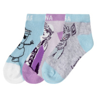 Dětské nízké ponožky, 3 páry (Elsa / lila fialová / modrá)