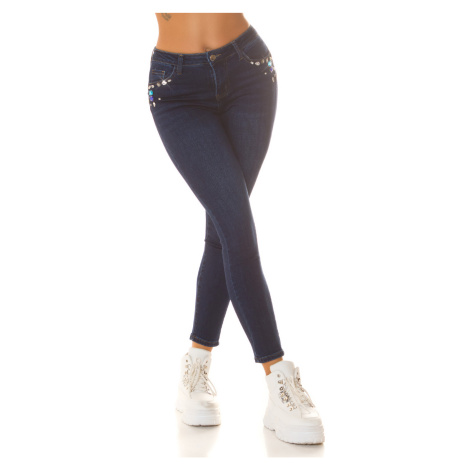 Sexy Push-Up džíny s vysokým pasem a třpytivými kamínky