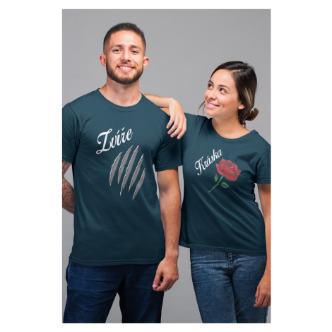 Trička pro páry Kráska a zvíře Barva: Petrolejová, Dámska