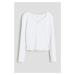H & M - Žebrované triko henley - bílá