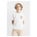 DEFACTO Boy's Crew Neck Printed Short Sleeve T-Shirt