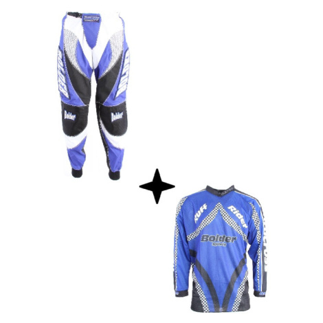 BOLDER SET 10 Motocross kalhoty 44 + dres 45 modrá/bílá