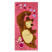 Dětská barevná osuška, Máša a Medvěd, růžová