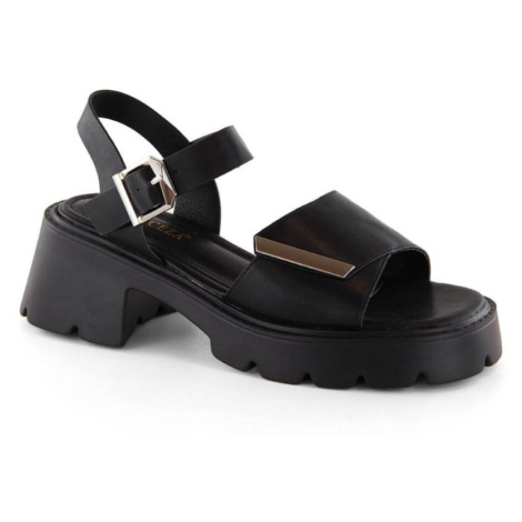 Sandály na podpatku a platformě Vinceza W JAN304 černé