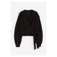 H & M - Zavinovací svetr z žebrovaného úpletu - černá