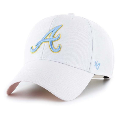 Čepice z vlněné směsi 47brand MLB Atlanta Braves bílá barva, s aplikací 47 Brand