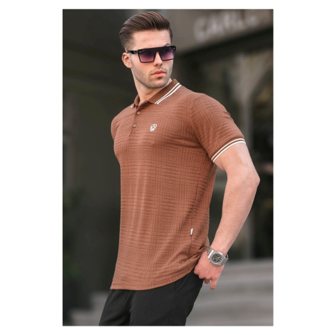 Madmext Men's Brown Basic Regular Fit Polo Neck T-Shirt 6100