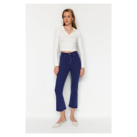 Trendyol Navy Blue High Waist Crop Flare Jeans