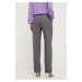Kalhoty s příměsí vlny Pinko šedá barva, jednoduché, high waist, 102197.A07P
