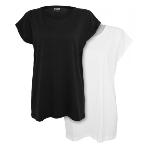 Ladies Extended Shoulder Tee 2-Pack - black/white Urban Classics