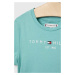 Dětské bavlněné tričko Tommy Hilfiger tyrkysová barva