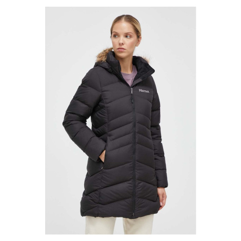 Péřová bunda Marmot dámská, černá barva, zimní