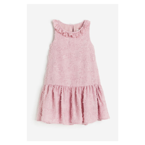 H & M - Žakárové tkané šaty's límečkem - růžová H&M