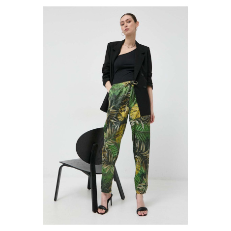Kalhoty Guess VIOLA dámské, zelená barva, jednoduché, high waist, W3GB13 WD8G2