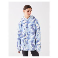 LC Waikiki Women's Patterned Long Sleeve Oversize Plush Hoodie