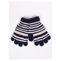 Yoclub Kids's Girls' Five-Finger Striped Gloves RED-0118G-AA50-004