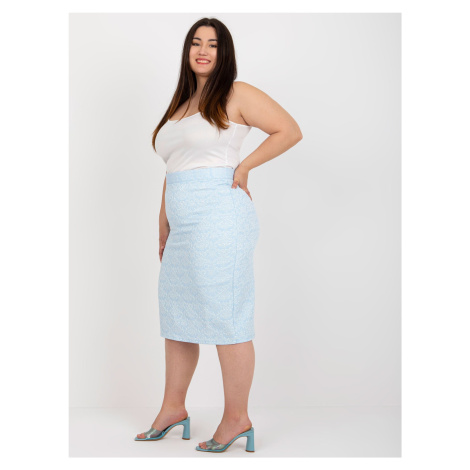 Světle modrá společenská sukně větší velikosti Fashionhunters