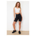 Trendyol Black Seamless/Seamless Reflector Print Detailed Acid Wash Knitted Sports Shorts Tights
